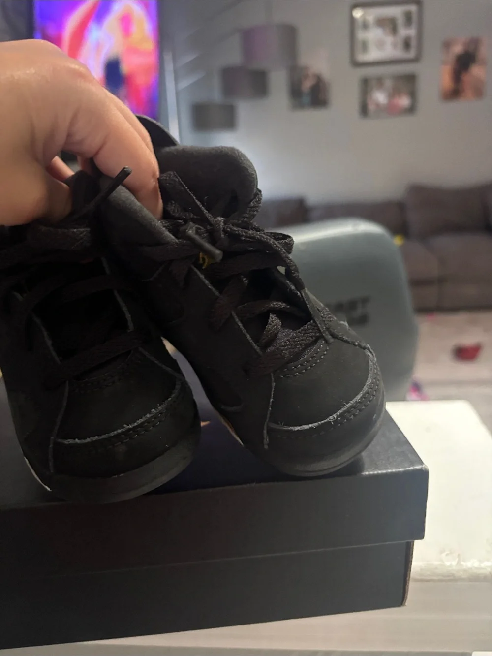 Jordan Kids Black and Gold High-Top Sneakers